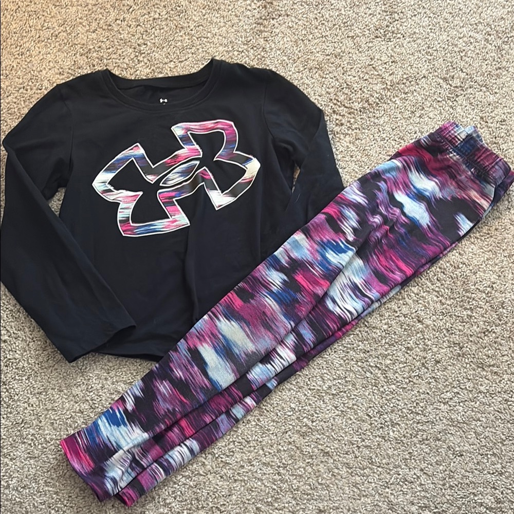 Under Armour Kids' Black and Multicolor Leggings